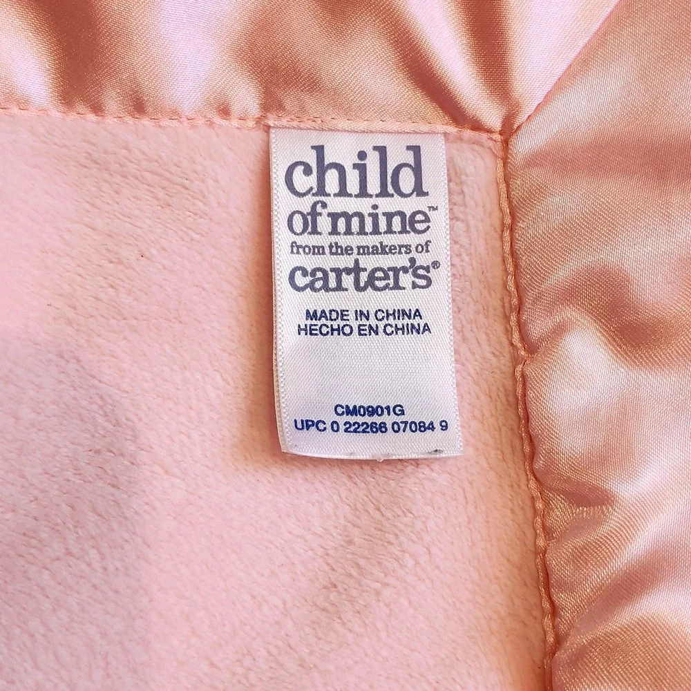 Carters Child of Mine Thank Heaven for Baby Girls Sherpa Pink Satin Blanket